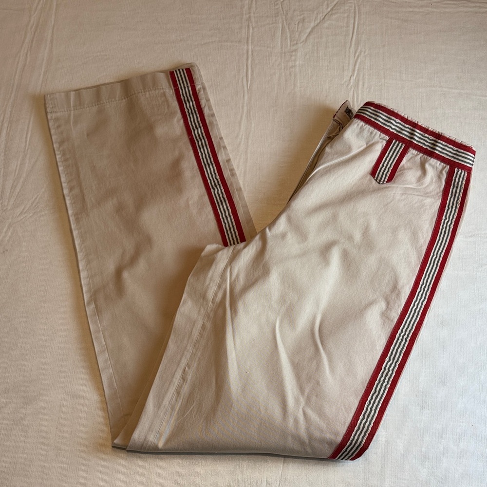 R Studio By Anna Riska Women's Tan Chinos Red Stripe Accents XS/S